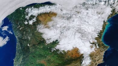 Photo of España cubierta por nieve tras la borrasca Filomena vista desde el espacio por la misión Sentinel 3
